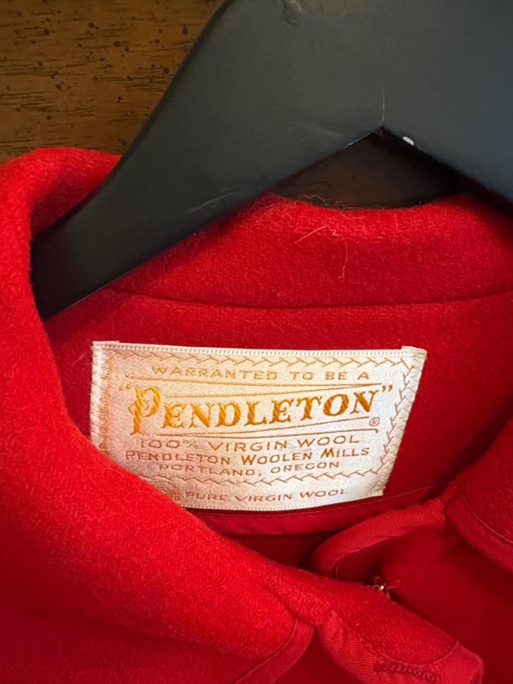 Pendleton Red Wool Cape with Rounded Collar - Picture 2 of 4